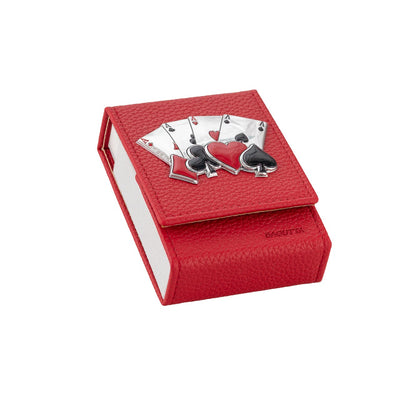 Bagutta Portamazzo Singolo Rosso con Decoro Carte e Semi 7,5x10x3,5 cm