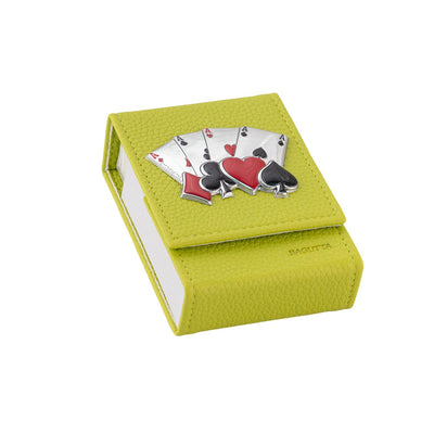 Bagutta Portamazzo Singolo Verde con Decoro Carte e Semi 7,5x10x3,5 cm