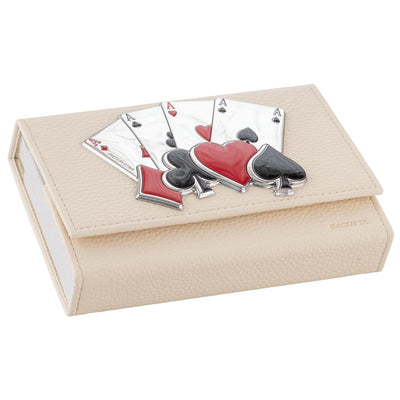 Bagutta Portamazzo Doppio Crema con Decoro Carte e Semi 15x10x3,5 cm