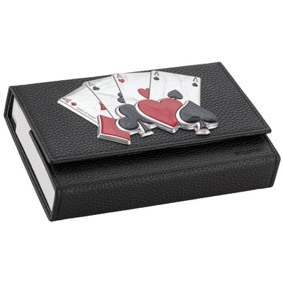 Bagutta Portamazzo Doppio Nero con Decoro Carte e Semi 15x10x3,5 cm