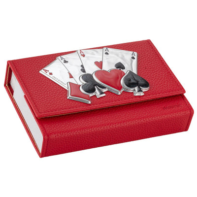Bagutta Portamazzo Doppio Rosso con Decoro Carte e Semi 15x10x3,5 cm