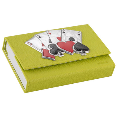 Bagutta Portamazzo Doppio Verde con Decoro Carte e Semi 15x10x3,5 cm