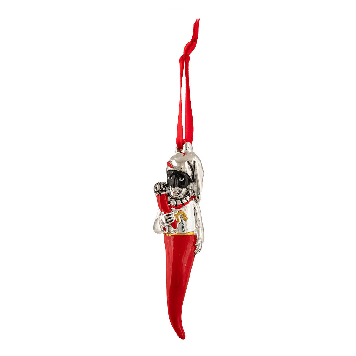 Bagutta Talismano Portafortuna Cornino Rosso con Pulcinella 9,5 cm