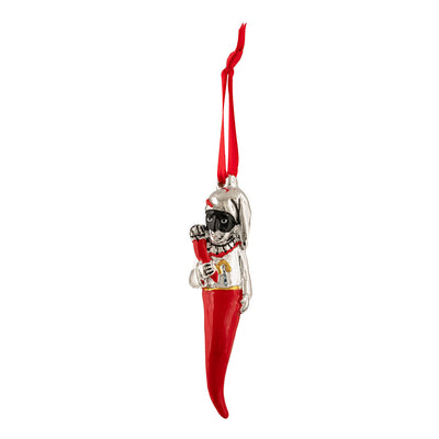 Bagutta Talismano Portafortuna Cornino Rosso con Pulcinella 9,5 cm