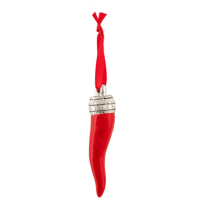 Bagutta Talismano Portafortuna Cornino Rosso con Corona 9,5 cm