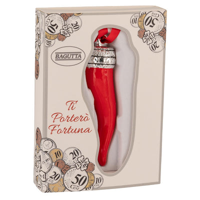 Bagutta Talismano Portafortuna Cornino Rosso con Corona 9,5 cm