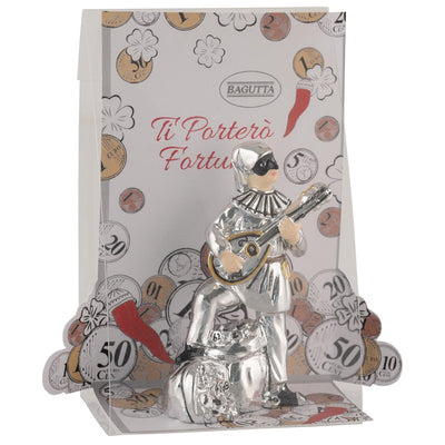 Bagutta Talismano Portafortuna Pulcinella con Numeri della Tombola e Barile 8,5 cm