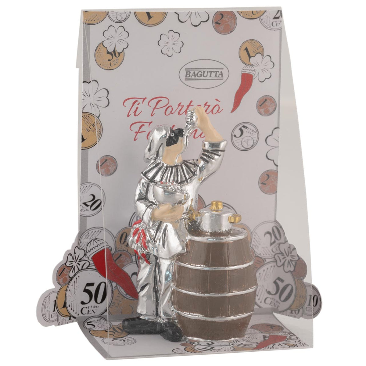 Bagutta Talismano Portafortuna Pulcinella che Mangia Spaghetti 9 cm