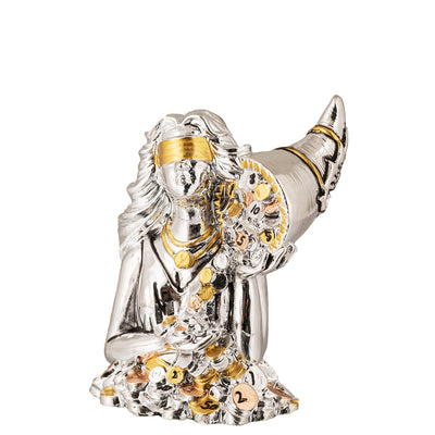 Bagutta Talismano Portafortuna Dea Bendata Mezzobusto con Cascata di Monete 8 cm