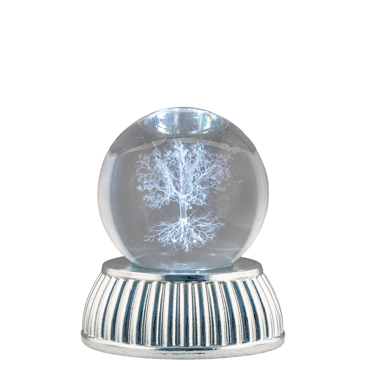 Bagutta Sfera di Cristallo LED Albero della Vita Diametro 6 cm Base Argentata