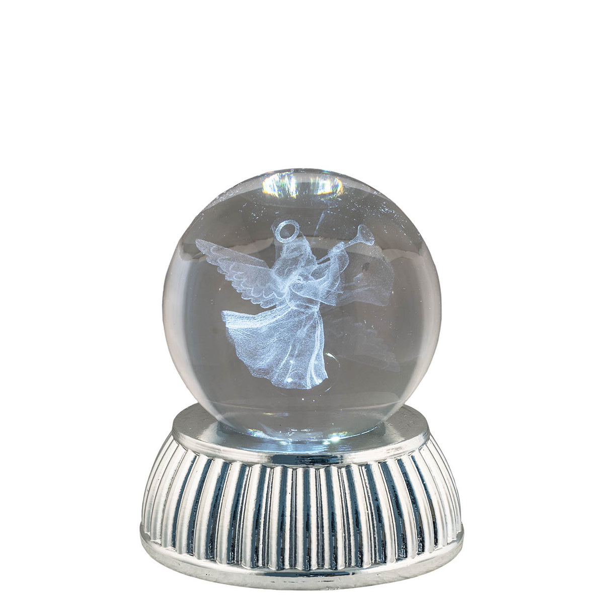 Bagutta Sfera di Cristallo LED Angioletto Diametro 6 cm Base Argentata