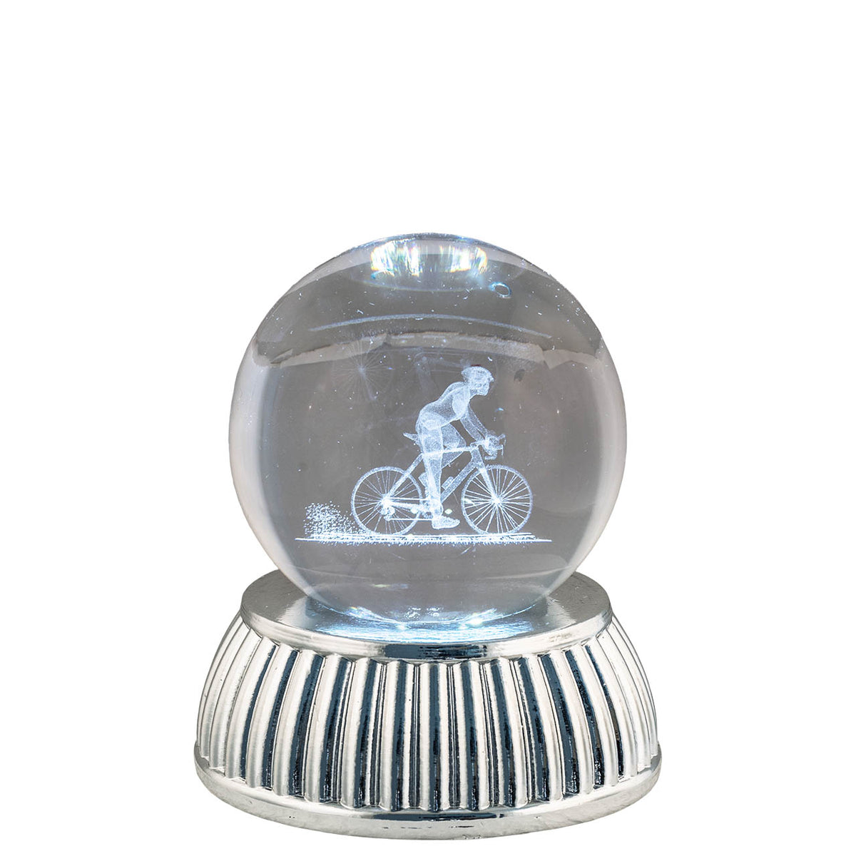 Bagutta Sfera di Cristallo LED Ciclista Diametro 6 cm Base Argentata