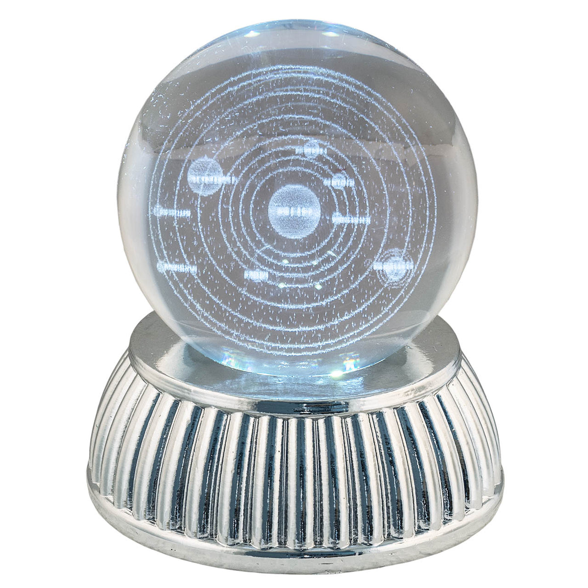 Bagutta Sfera di Cristallo LED Galassia Diametro 8 cm Base Argentata