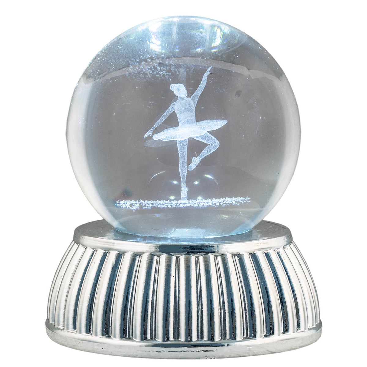 Bagutta Sfera di Cristallo LED Ballerina Diametro 8 cm Base Argentata
