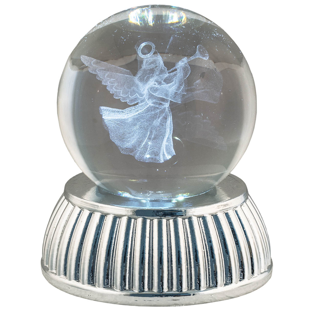 Bagutta Sfera di Cristallo LED Angioletto Diametro 8 cm Base Argentata
