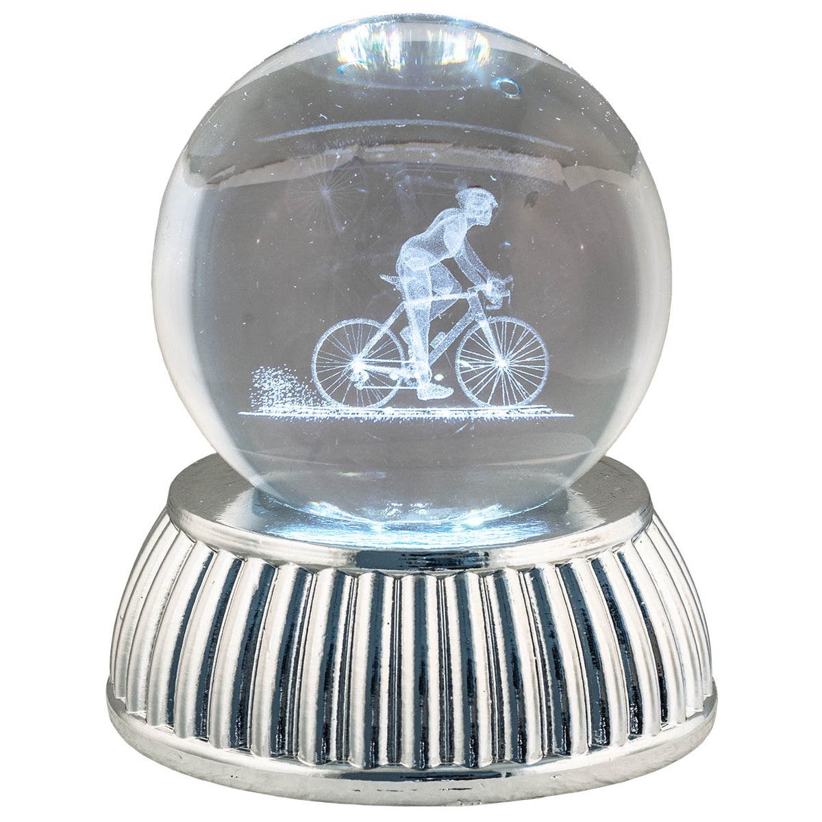 Bagutta Sfera di Cristallo LED Ciclista Diametro 8 cm Base Argentata