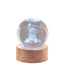 Bagutta Sfera di Cristallo LED Orsetto Diametro 6 cm Base in Legno