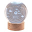 Bagutta Sfera di Cristallo LED Galassia Diametro 8 cm Base in Legno