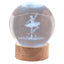 Bagutta Sfera di Cristallo LED Ballerina Diametro 8 cm Base in Legno