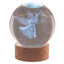 Bagutta Sfera di Cristallo LED Angioletto Diametro 8 cm Base in Legno