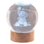 Bagutta Sfera di Cristallo LED Orsetto Diametro 8 cm Base in Legno