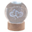 Bagutta Sfera di Cristallo LED Cuori Stilizzati Diametro 8 cm Base in Legno