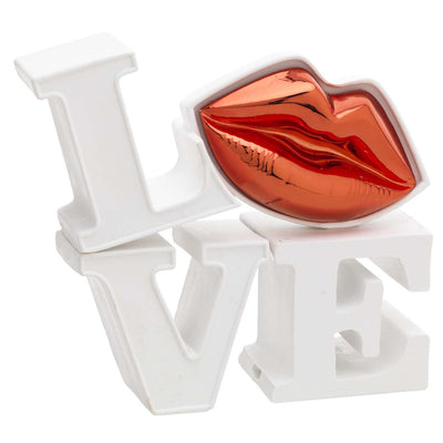 Bagutta Love Scultura Decorativa Bianca con Labbra Rosse 16x15 cm