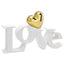 Bagutta Scultura Decorativa Scritta Love Bianca con Cuore Oro 25x10,5 cm