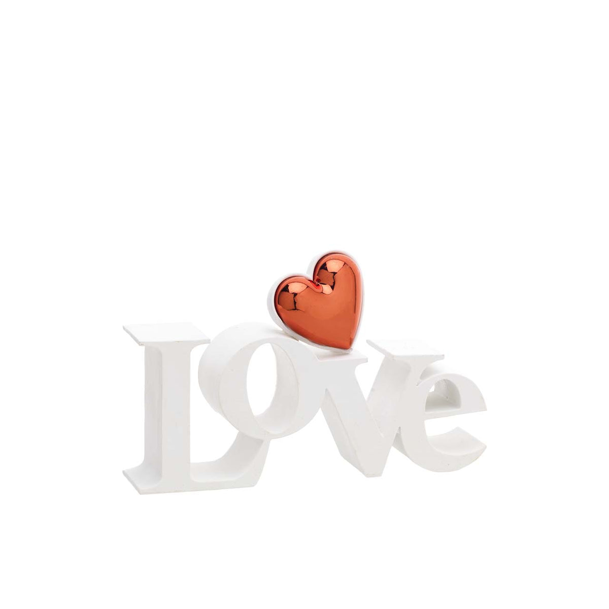 Bagutta Scultura Decorativa Scritta Love Bianca con Cuore Rosso 16x6,5 cm
