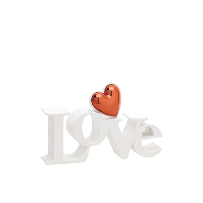 Bagutta Scultura Decorativa Scritta Love Bianca con Cuore Rosso 16x6,5 cm