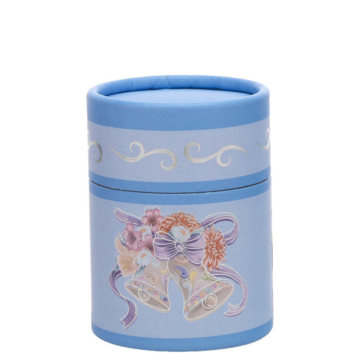 Bagutta Candela Pasquale in Bicchiere Decorato Campanelle Azzurro con Tealight 6,5x8,5 cm