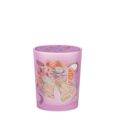 Bagutta Candela Pasquale in Bicchiere Decorato Campanelle Lilla con Tealight 6,5x8,5 cm