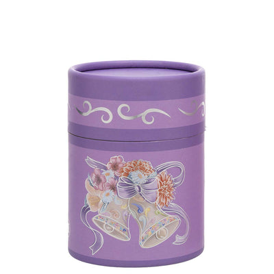 Bagutta Candela Pasquale in Bicchiere Decorato Campanelle Lilla con Tealight 6,5x8,5 cm