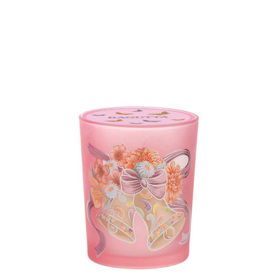 Bagutta Candela Pasquale in Bicchiere Decorato Campanelle Rosa con Tealight 6,5x8,5 cm