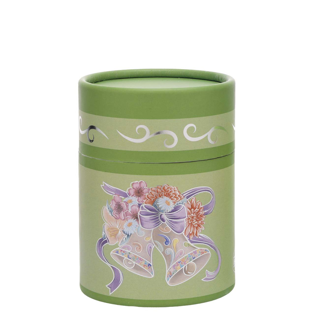 Bagutta Candela Pasquale in Bicchiere Decorato Campanelle Verde con Tealight 6,5x8,5 cm