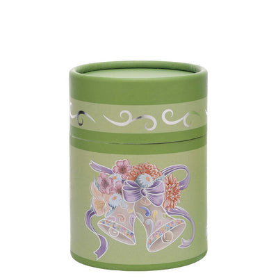 Bagutta Candela Pasquale in Bicchiere Decorato Campanelle Verde con Tealight 6,5x8,5 cm