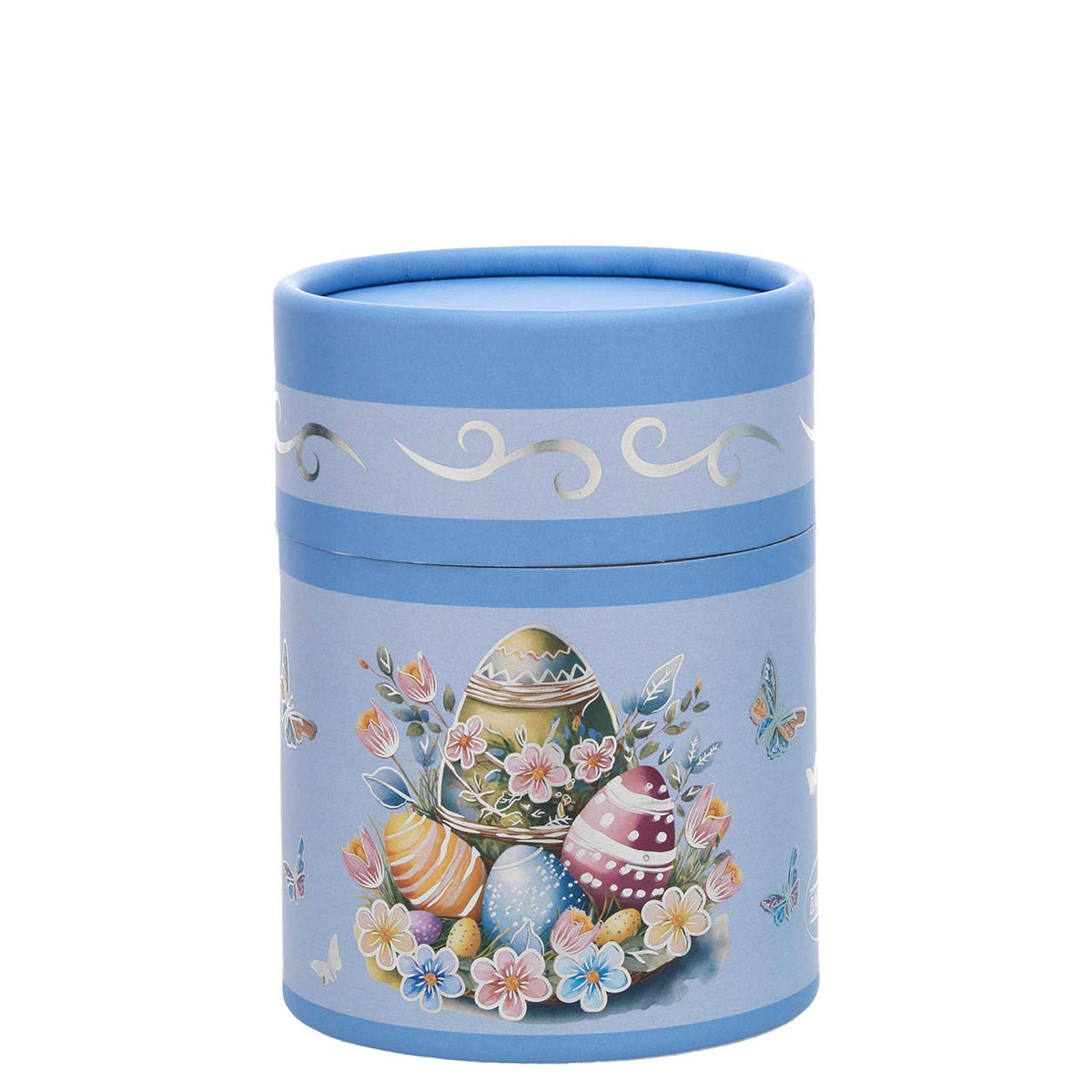 Bagutta Candela Pasquale in Bicchiere Decorato Uova Azzurro con Tealight 6,5x8,5 cm