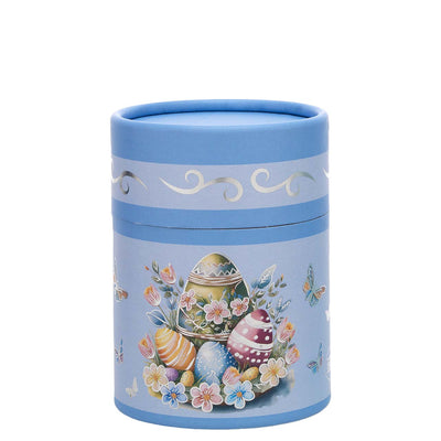 Bagutta Candela Pasquale in Bicchiere Decorato Uova Azzurro con Tealight 6,5x8,5 cm
