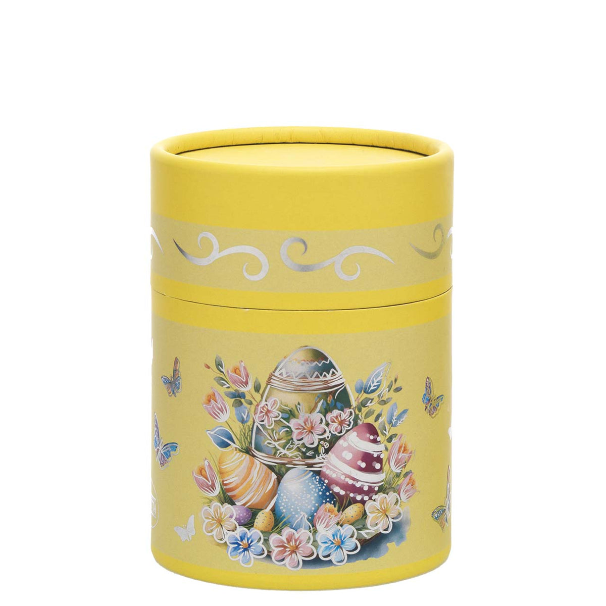 Bagutta Candela Pasquale in Bicchiere Decorato Uova Giallo con Tealight 6,5x8,5 cm