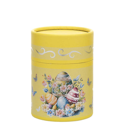 Bagutta Candela Pasquale in Bicchiere Decorato Uova Giallo con Tealight 6,5x8,5 cm
