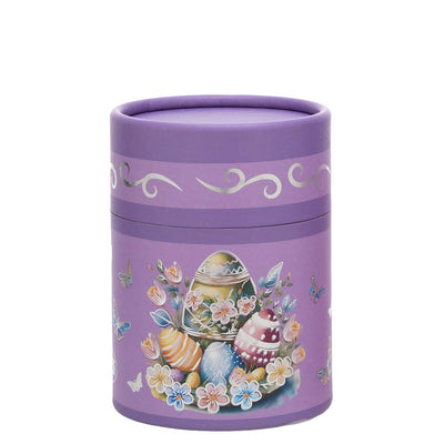 Bagutta Candela Pasquale in Bicchiere Decorato Uova Lilla con Tealight 6,5x8,5 cm