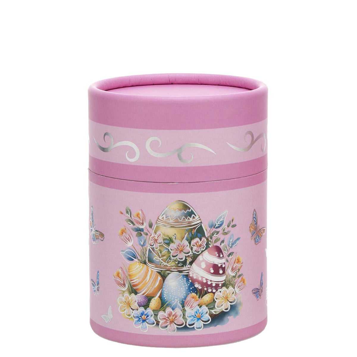 Bagutta Candela Pasquale in Bicchiere Decorato Uova Rosa con Tealight 6,5x8,5 cm