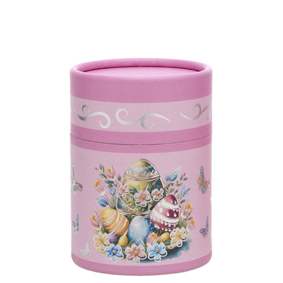 Bagutta Candela Pasquale in Bicchiere Decorato Uova Rosa con Tealight 6,5x8,5 cm