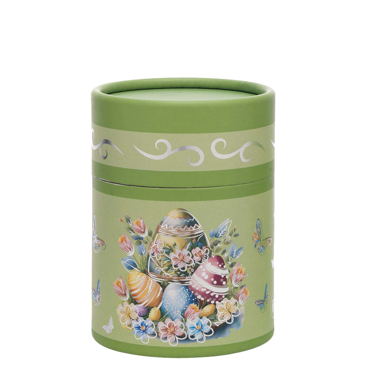 Bagutta Candela Pasquale in Bicchiere Decorato Uova Verde con Tealight 6,5x8,5 cm