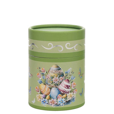 Bagutta Candela Pasquale in Bicchiere Decorato Uova Verde con Tealight 6,5x8,5 cm
