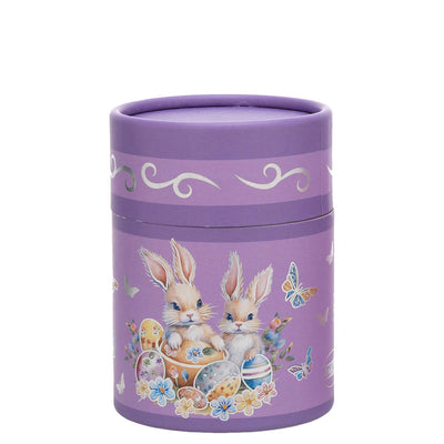 Bagutta Candela Pasquale in Bicchiere Decorato Coniglio Lilla con Tealight 6,5x8,5 cm