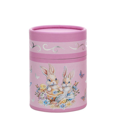 Bagutta Candela Pasquale in Bicchiere Decorato Coniglio Rosa con Tealight 6,5x8,5 cm