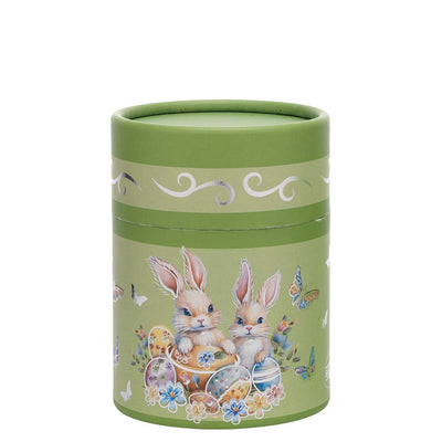 Bagutta Candela Pasquale in Bicchiere Decorato Coniglio Verde con Tealight 6,5x8,5 cm