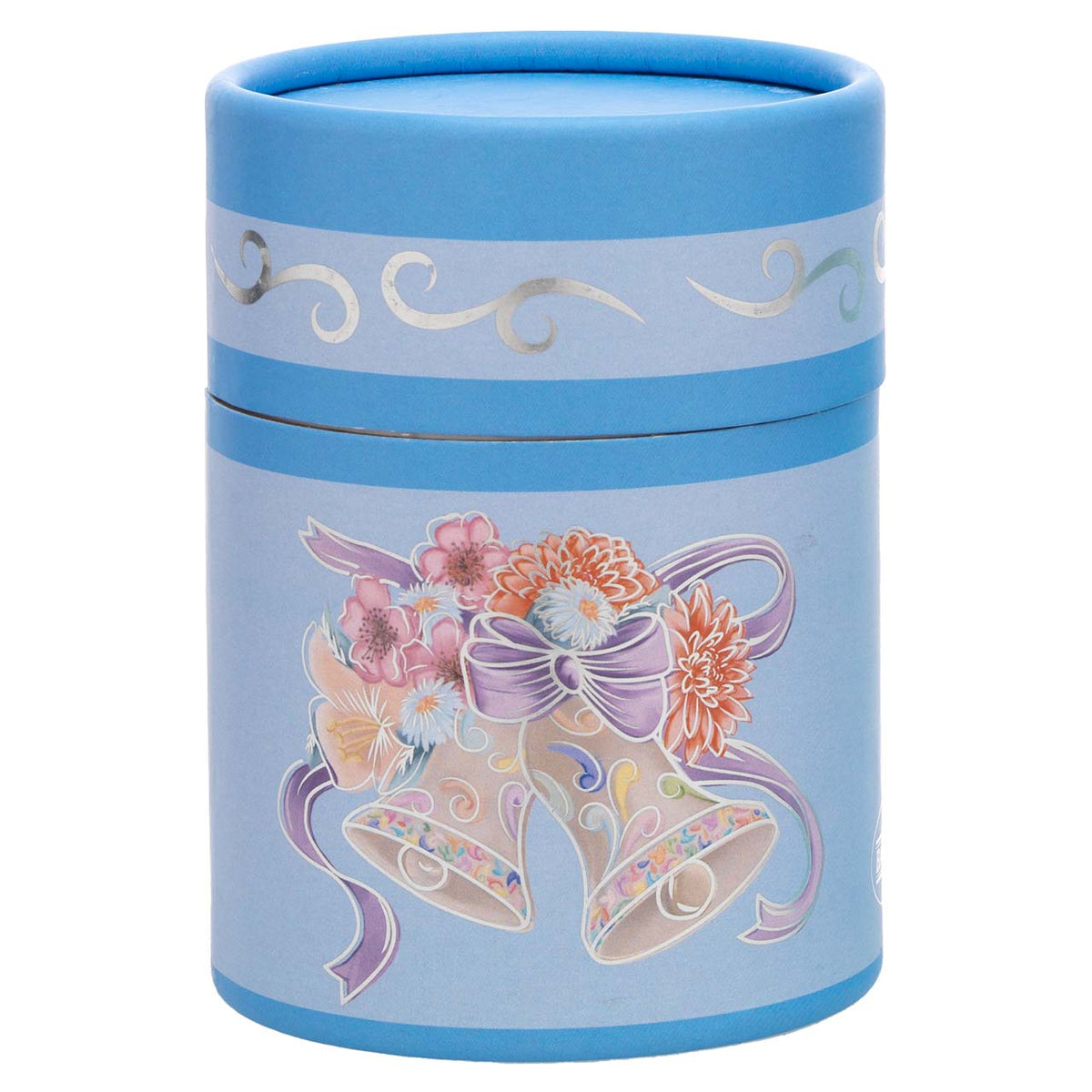 Bagutta Candela Pasquale in Bicchiere Decorato Campanelle Azzurro con Tealight 7,5x10,5 cm