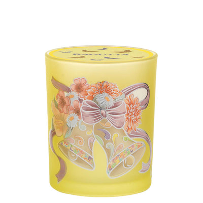 Bagutta Candela Pasquale in Bicchiere Decorato Campanelle Giallo con Tealight 7,5x10,5 cm